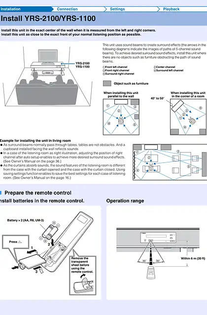 yamaha雅马哈YRS-2100_YRS-1100 Quick Reference Guide